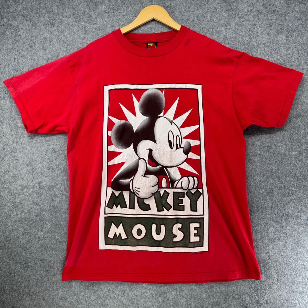 Vintage 90s Mickey Unlimited T-Shirt Mens XL Red Graphic Mickey Mouse